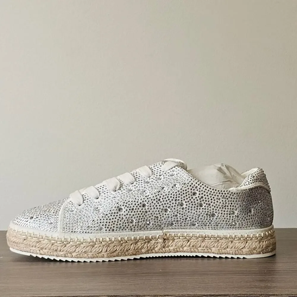 NIB INC International Concepts Lola Silver Rhinestone Espadrille Sneakers 9